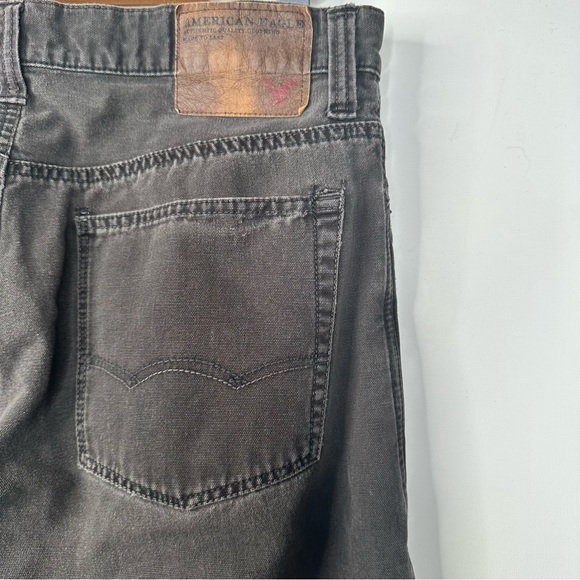 American Eagle Black Cotton Denim Jeans Mid Rise Straight - Picture 3 of 6